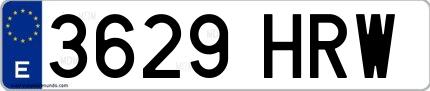 Ejemplo de matrícula española 3629 HRW