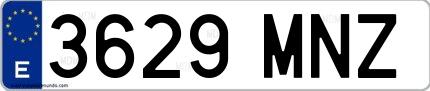 Ejemplo de matrícula española 3629 MNZ