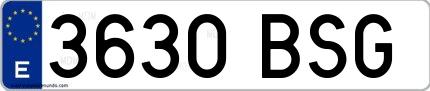 Ejemplo de matrícula española 3630 BSG