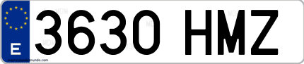 Ejemplo de matrícula de coche ordinaria 3630 HMZ