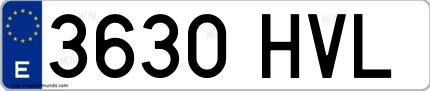 Ejemplo de matrícula española 3630 HVL