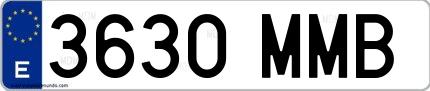 Ejemplo de matrícula de coche ordinaria 3630 MMB