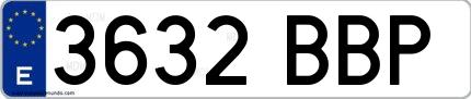 Ejemplo de matrícula española 3632 BBP
