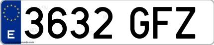 Ejemplo de matrícula española 3632 GFZ