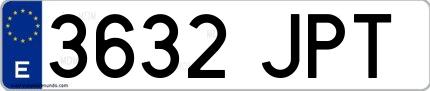 Ejemplo de matrícula española 3632 JPT