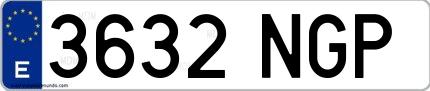 Ejemplo de matrícula española 3632 NGP