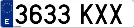 Ejemplo de matrícula española 3633 KXX