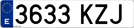 Ejemplo de matrícula de coche ordinaria 3633 KZJ