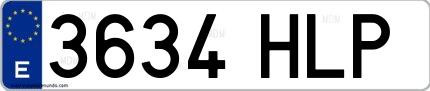 Ejemplo de matrícula española 3634 HLP