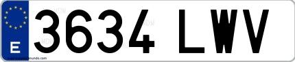 Ejemplo de matrícula española 3634 LWV