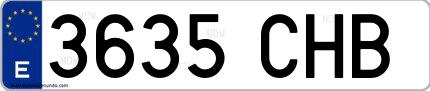 Ejemplo de matrícula española 3635 CHB
