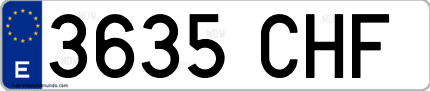 Ejemplo de matrícula de coche ordinaria 3635 CHF