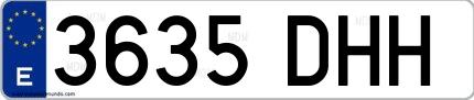 Ejemplo de matrícula de coche ordinaria 3635 DHH