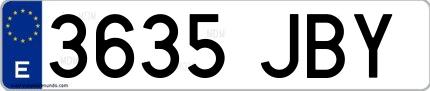 Ejemplo de matrícula española 3635 JBY