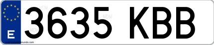 Ejemplo de matrícula española 3635 KBB
