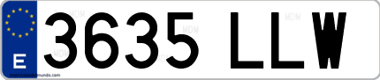 Ejemplo de matrícula de coche ordinaria 3635 LLW