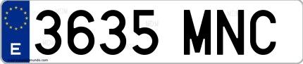 Ejemplo de matrícula española 3635 MNC
