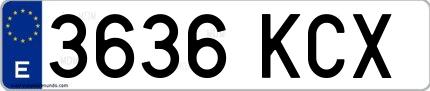 Ejemplo de matrícula española 3636 KCX