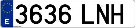 Ejemplo de matrícula española 3636 LNH