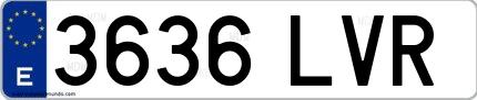 Ejemplo de matrícula española 3636 LVR