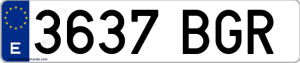 Ejemplo de matrícula de coche ordinaria 3637 BGR