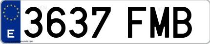 Ejemplo de matrícula de coche ordinaria 3637 FMB