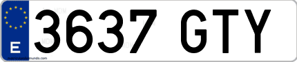 Ejemplo de matrícula de coche ordinaria 3637 GTY