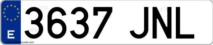 Ejemplo de matrícula española 3637 JNL