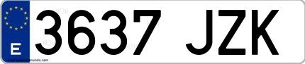 Ejemplo de matrícula española 3637 JZK