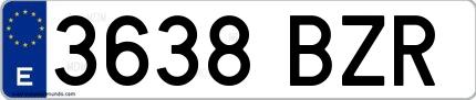 Ejemplo de matrícula española 3638 BZR