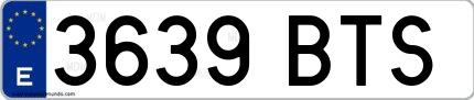 Ejemplo de matrícula española 3639 BTS