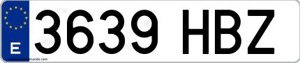 Ejemplo de matrícula española 3639 HBZ