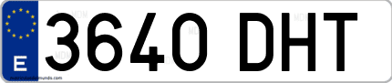 Ejemplo de matrícula de coche ordinaria 3640 DHT