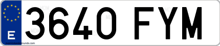 Ejemplo de matrícula de coche ordinaria 3640 FYM