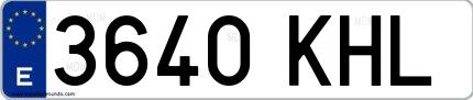 Ejemplo de matrícula española 3640 KHL