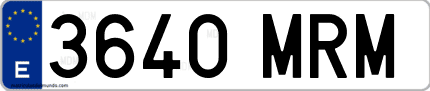 Ejemplo de matrícula de coche ordinaria 3640 MRM