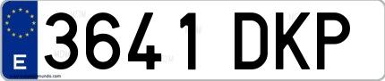 Ejemplo de matrícula española 3641 DKP