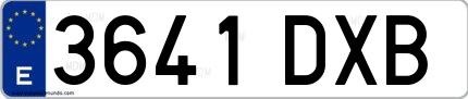 Ejemplo de matrícula española 3641 DXB