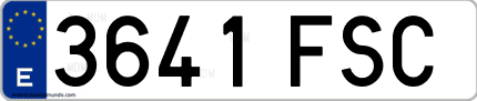 Ejemplo de matrícula de coche ordinaria 3641 FSC