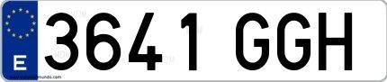 Ejemplo de matrícula española 3641 GGH