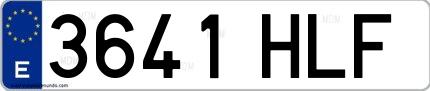 Ejemplo de matrícula española 3641 HLF
