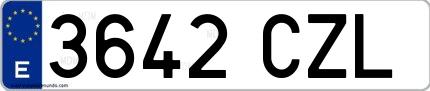 Ejemplo de matrícula española 3642 CZL