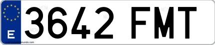 Ejemplo de matrícula española 3642 FMT