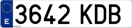 Ejemplo de matrícula de coche ordinaria 3642 KDB