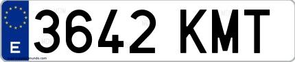 Ejemplo de matrícula de coche ordinaria 3642 KMT