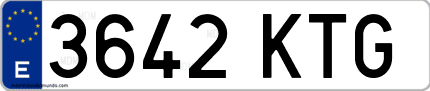 Ejemplo de matrícula de coche ordinaria 3642 KTG