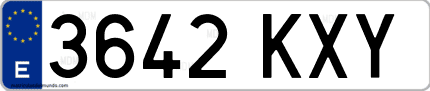Ejemplo de matrícula de coche ordinaria 3642 KXY
