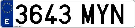 Ejemplo de matrícula española 3643 MYN