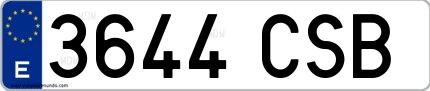 Ejemplo de matrícula española 3644 CSB