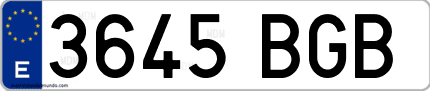 Ejemplo de matrícula de coche ordinaria 3645 BGB